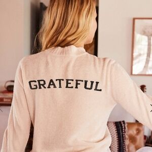 Spiritual Gangster Chenille Sweater Serinity Greatful Cream Comfy Cozy Sz Xs